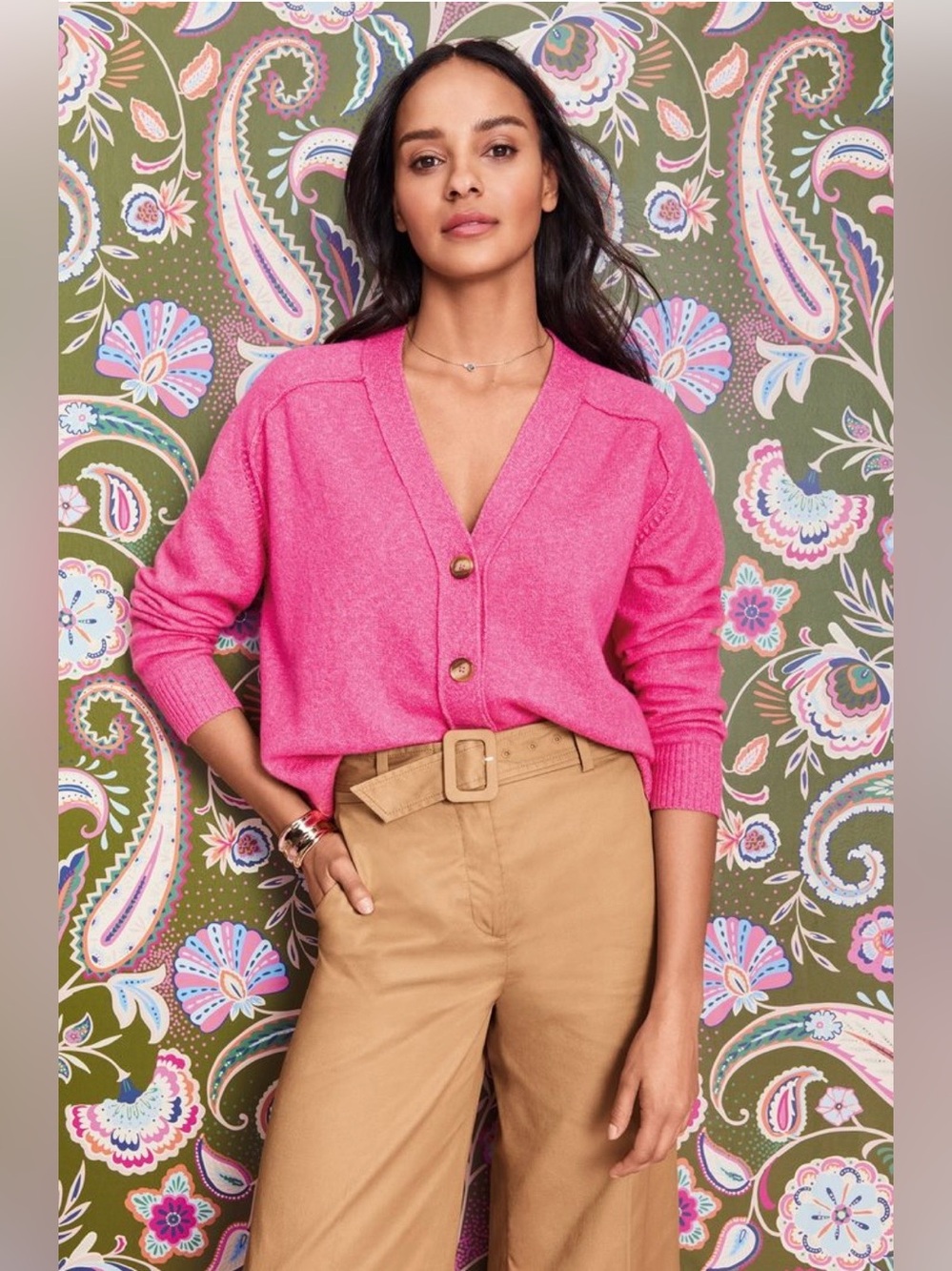 LOFT V-neck Pink Cardigan- oversized